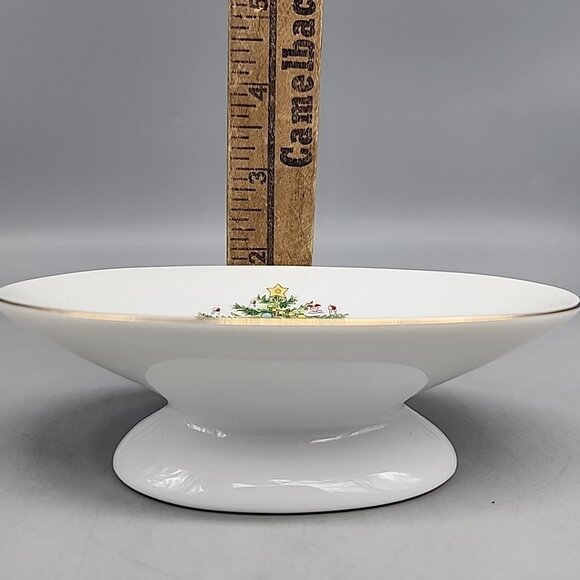 Christmas Tree Ceramic Bathroom Pedestal Soap Dish Japan, White Green - Picture 4 of 6